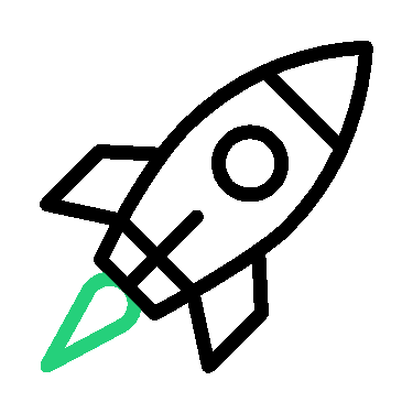 Icono de cohete que simboliza el desarrollo de páginas web rápidas y optimizadas para móviles